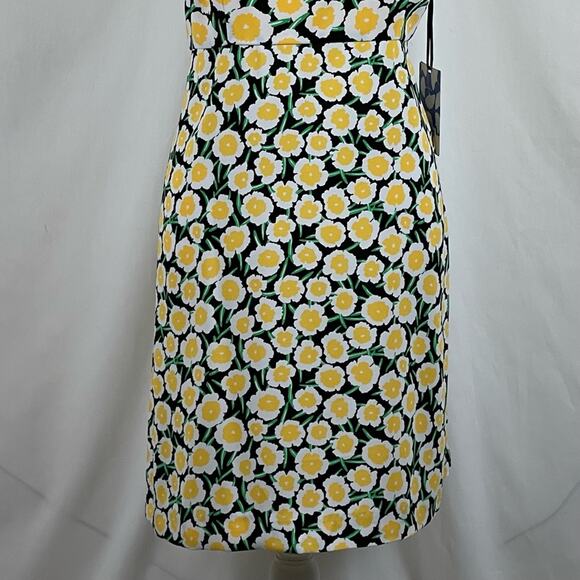 Diane Von Furstenberg Black Yellow Bold Floral BabyDoll Chic Dress NWT Size 14 - Picture 4 of 13